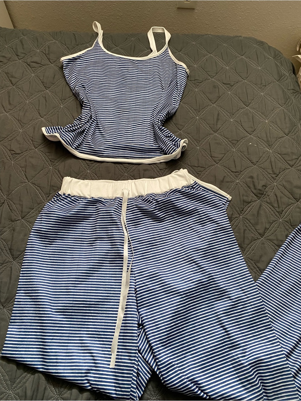 Classic Striped Tank Pajama Set - Blue - Picture 2 of 2